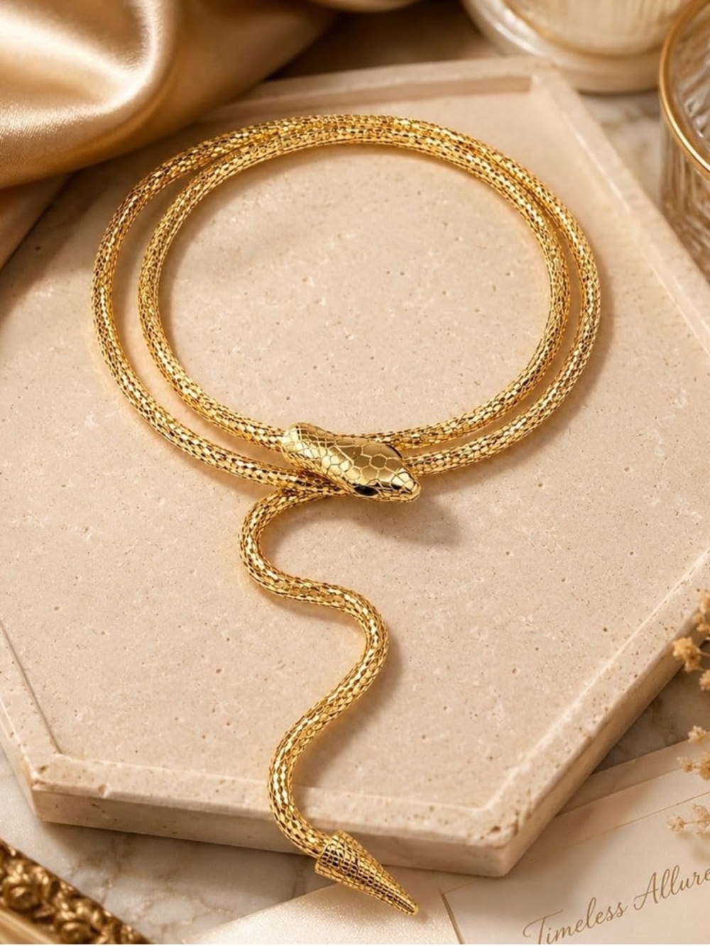 Gold Snake Lariat Necklace Serpent Statement Y Necklace